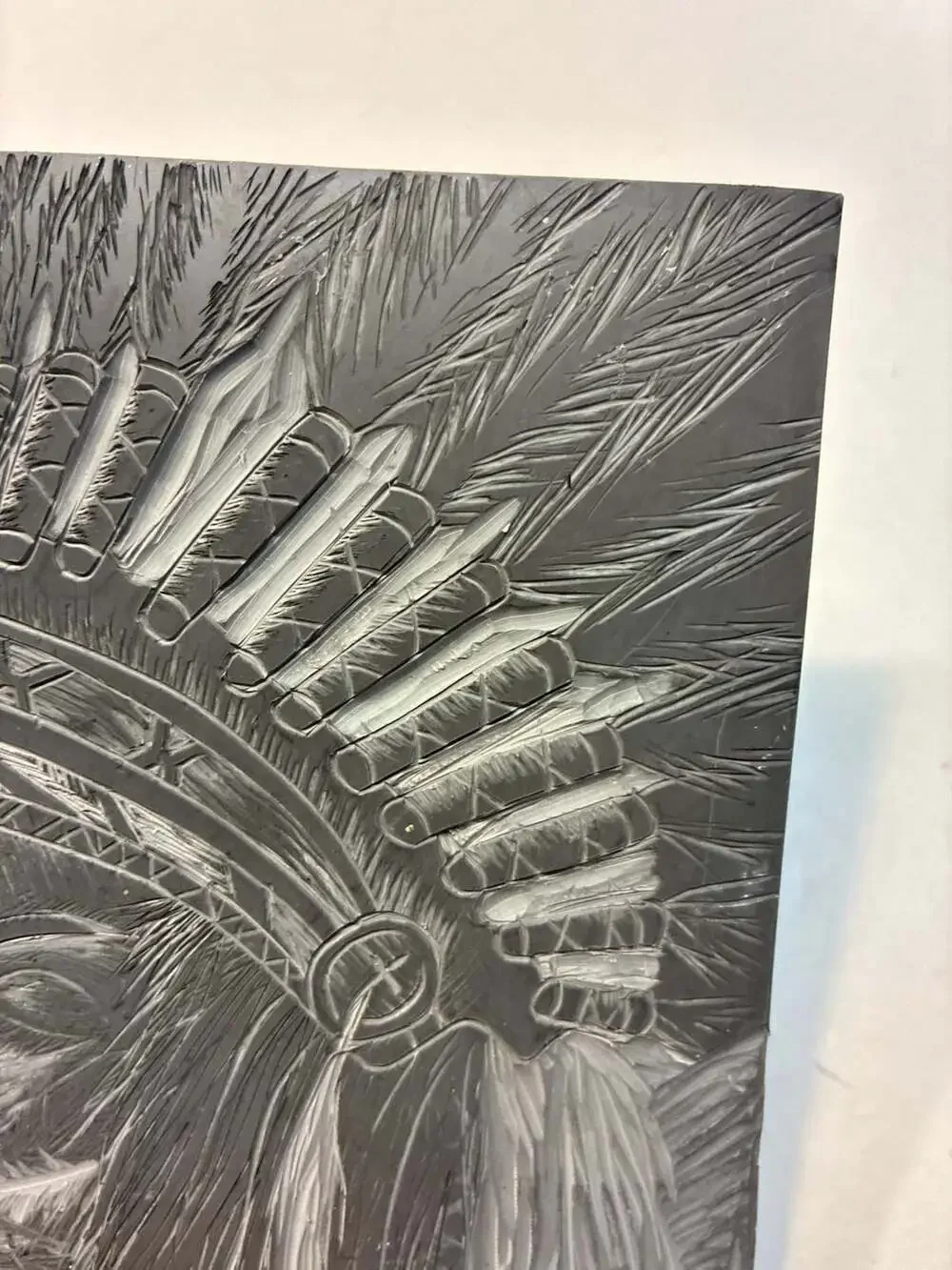Emek Chief Native American Portrait Linocut Relief Carving Block